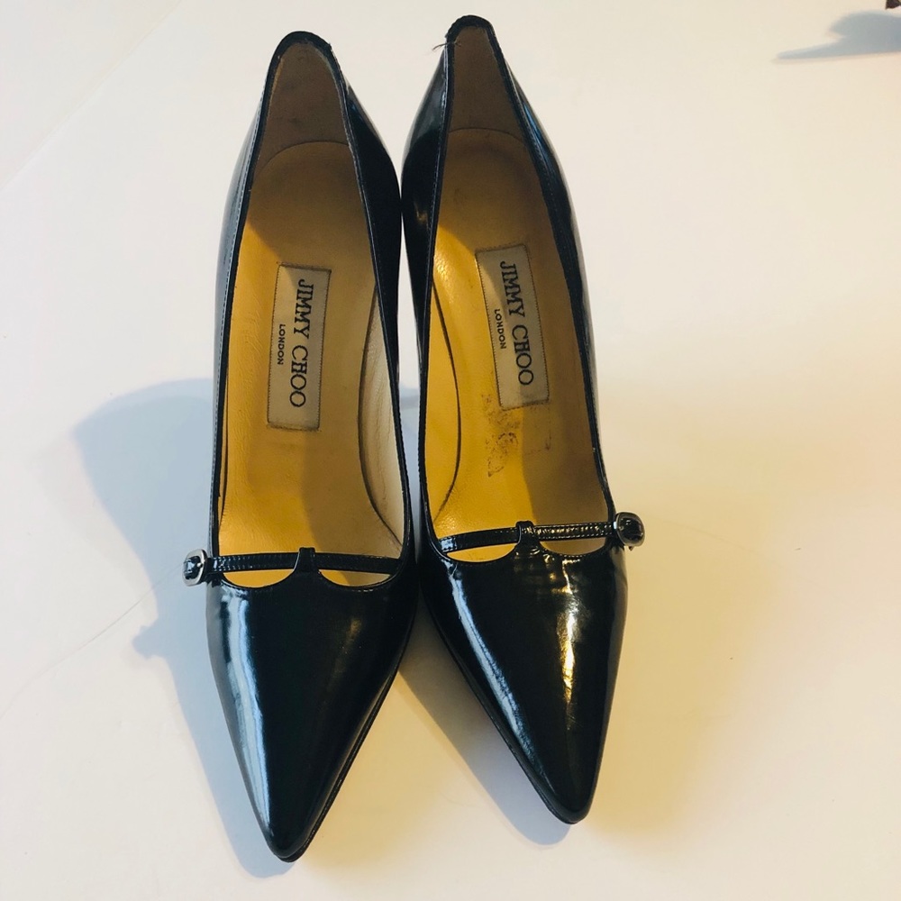 Jimmy Choo black patent leather stilettos